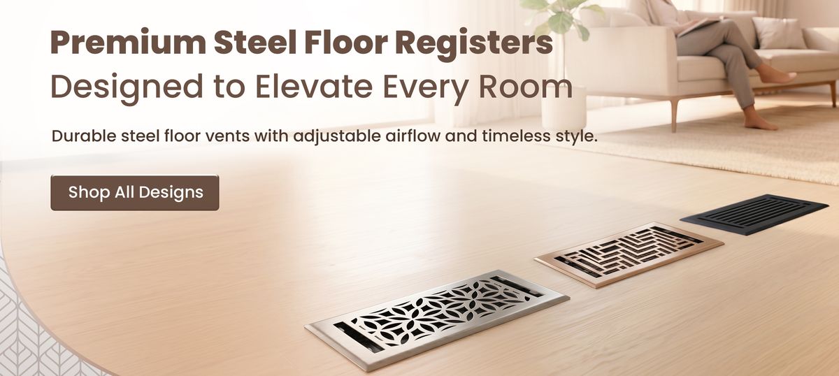 a Greater Grates register in a finished room (3D render)